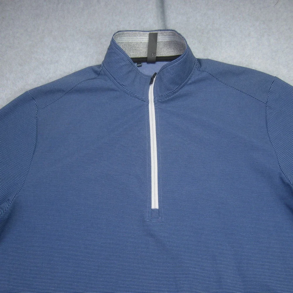 Adidas Windbreaker Mens Small‎ Blue Stripe 1/4 Zip Golf Performance Jacket